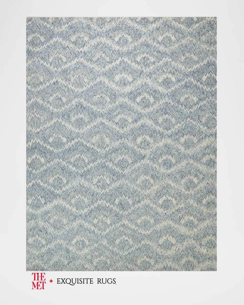Bargello Hand-Tufted Light Blue Rug, 6' x 9'